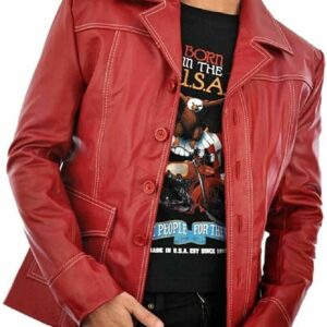 Fight Club Brad Pitt Red Leather Jacket