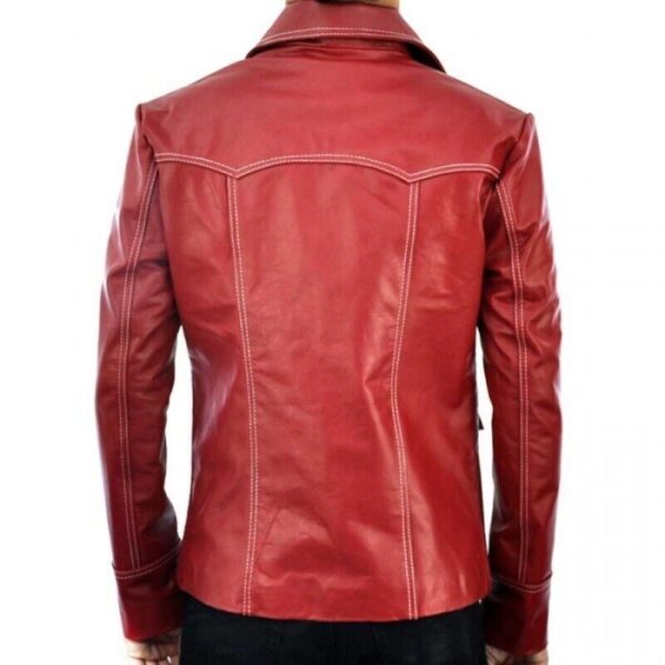 Fight Club Brad Pitt Red Leather Jacket - Image 2