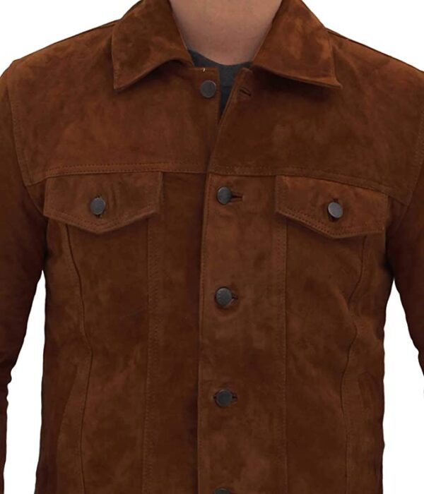Men's Logan Cowboy Style Brown Suede Leather Jacket - Image 3