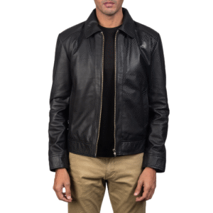 USA Mens Black Bomber Leather Jacket