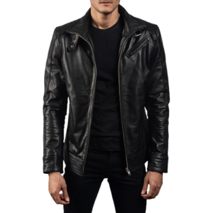 Men's Real Leather Bomber Jacket Black