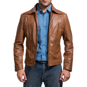 USA Old School Mens Brown Bomber Leather jacket