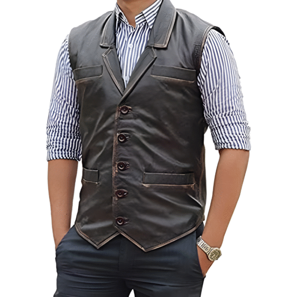 Hell on Wheels Cullen Bohannan Real Leather Motorcycle Biker Vest - Image 3