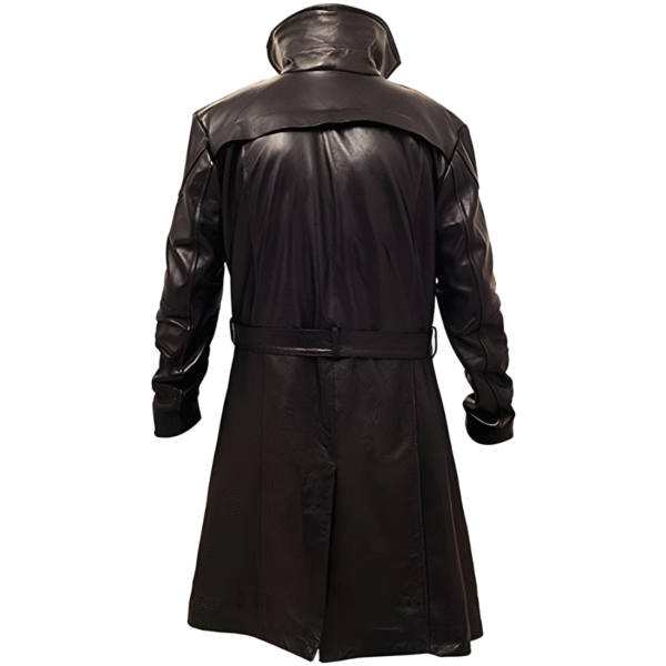 MEN'S GERMAN WW2 BROWN BELTED FUR REAL LEATHER TRENCH LONG WINTER COAT JACKET - Image 2