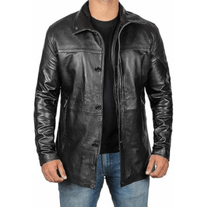 Leather Jacket Lambskin Black Leather Trench Coat Men's