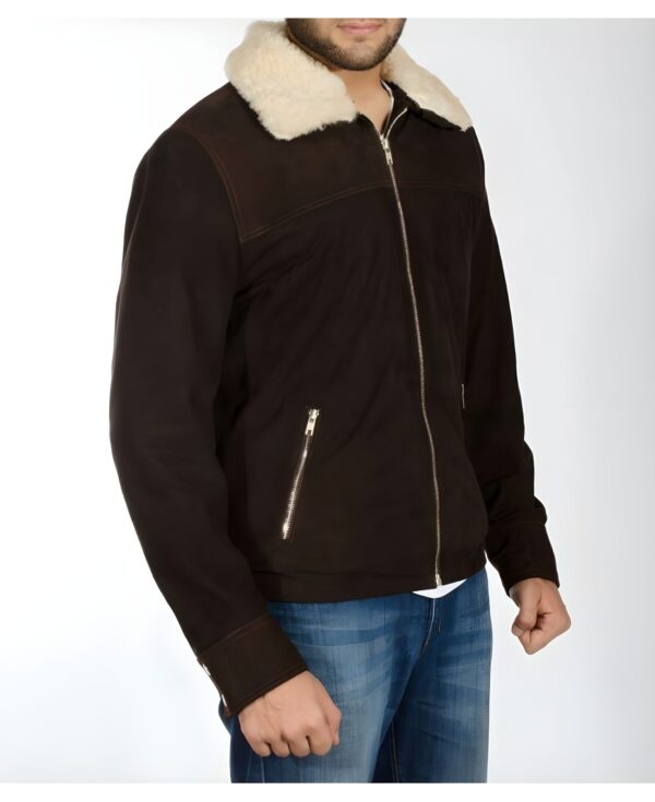Men's Walking Dead Season 4 Rick Grimes Genuine Brown Suede Leather Jacket - Image 2