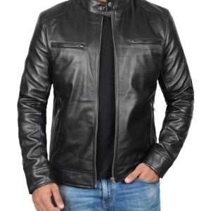 Genuine Black Leather Jacket Men - Real Lambskin Motorcycle Mens Leather Jackets