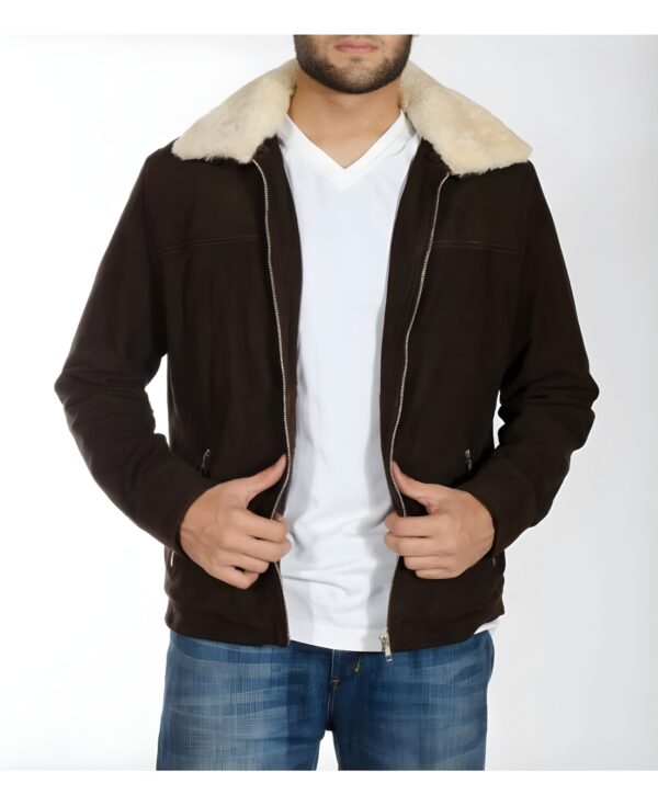 Men's Walking Dead Season 4 Rick Grimes Genuine Brown Suede Leather Jacket - Image 3