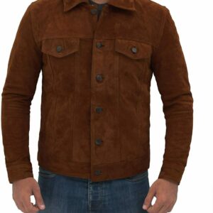 Men's Logan Cowboy Style Brown Suede Leather Jacket
