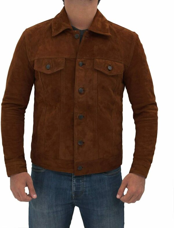 Men's Logan Cowboy Style Brown Suede Leather Jacket