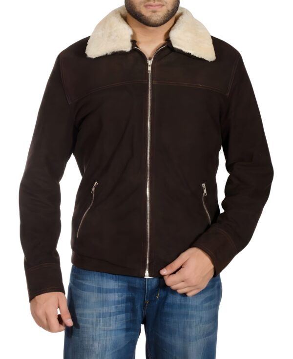 Men's Walking Dead Season 4 Rick Grimes Genuine Brown Suede Leather Jacket