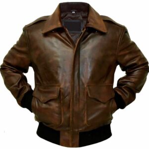 Men's A-2 Aviator Distressed Brown Genuine Flight Bomber Leather Jacket